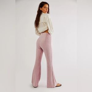 FREE PEOPLE Pink velvet flare pull on bottoms